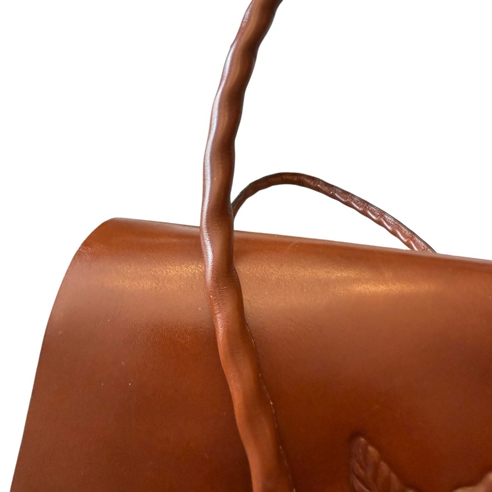 Patricia Nash Vienna Satchel Handbag Tan Tooled Leather Floral Bag NEW Luxury - Picture 5 of 16